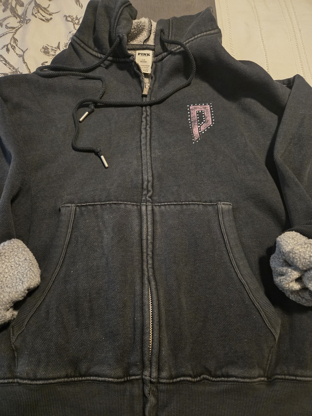 PINK Victoria's Secret Acid Black Sweatpants, Campus Tee & Hoodie with Pink Logo - Picture 3 of 10